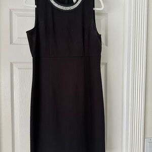 LOFT Black Sheath Midi Dress Halter Neckline